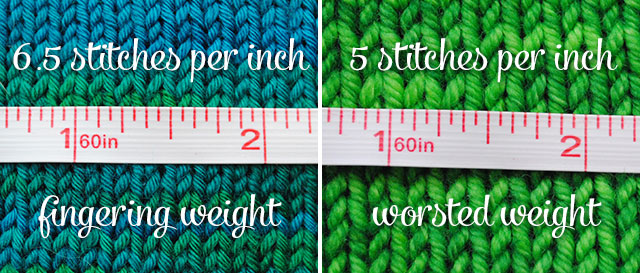 yarn weight and gauge comparison