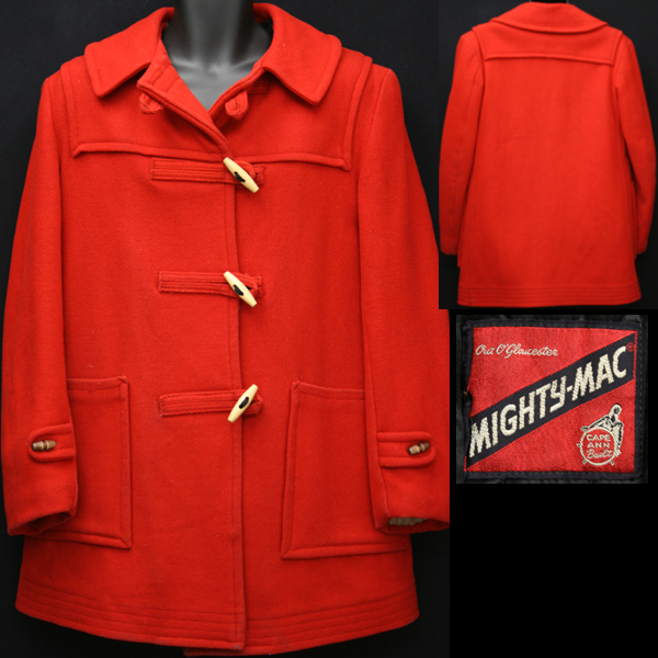 1960s red duffle coat for sale on Vintage Trends