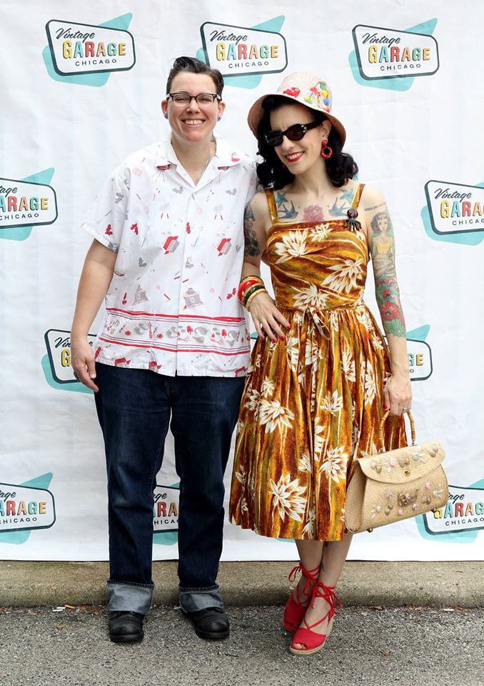 Mel and Tasha at the Vintage Garage, July 2015 (photo credit: Leilani, thriftaholic.com)